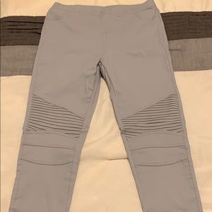 Pants - Gray Moto Pants With Back Pocket Leggings Pants - Gray Moto Pants With Back Pocket Leggings